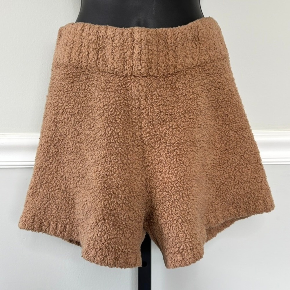 SKIMS Cozy Knit Boucle Shorts Sz S/M Camel Brown Soft Stretch Loungewear
